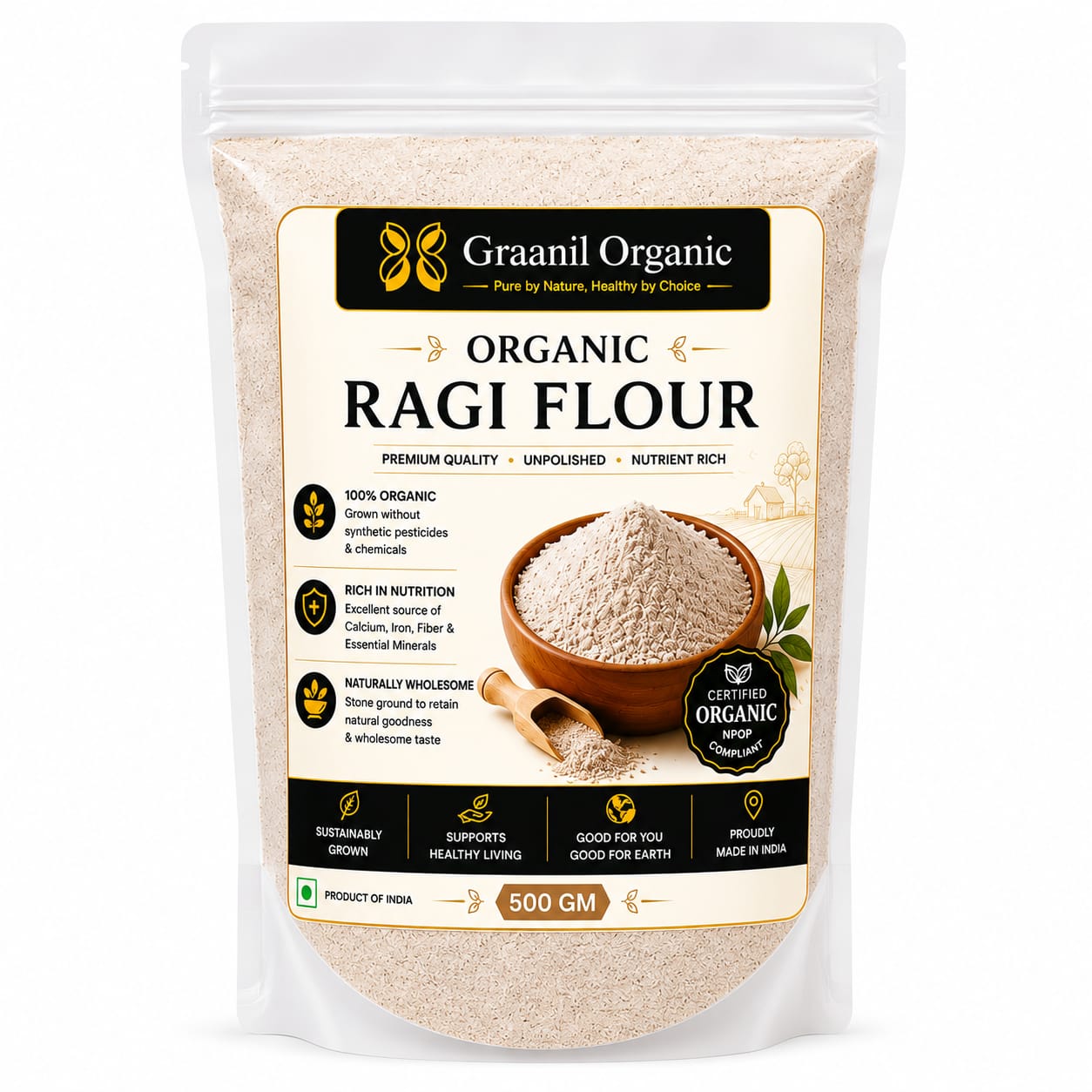 Organic Ragi Flour- 500gm